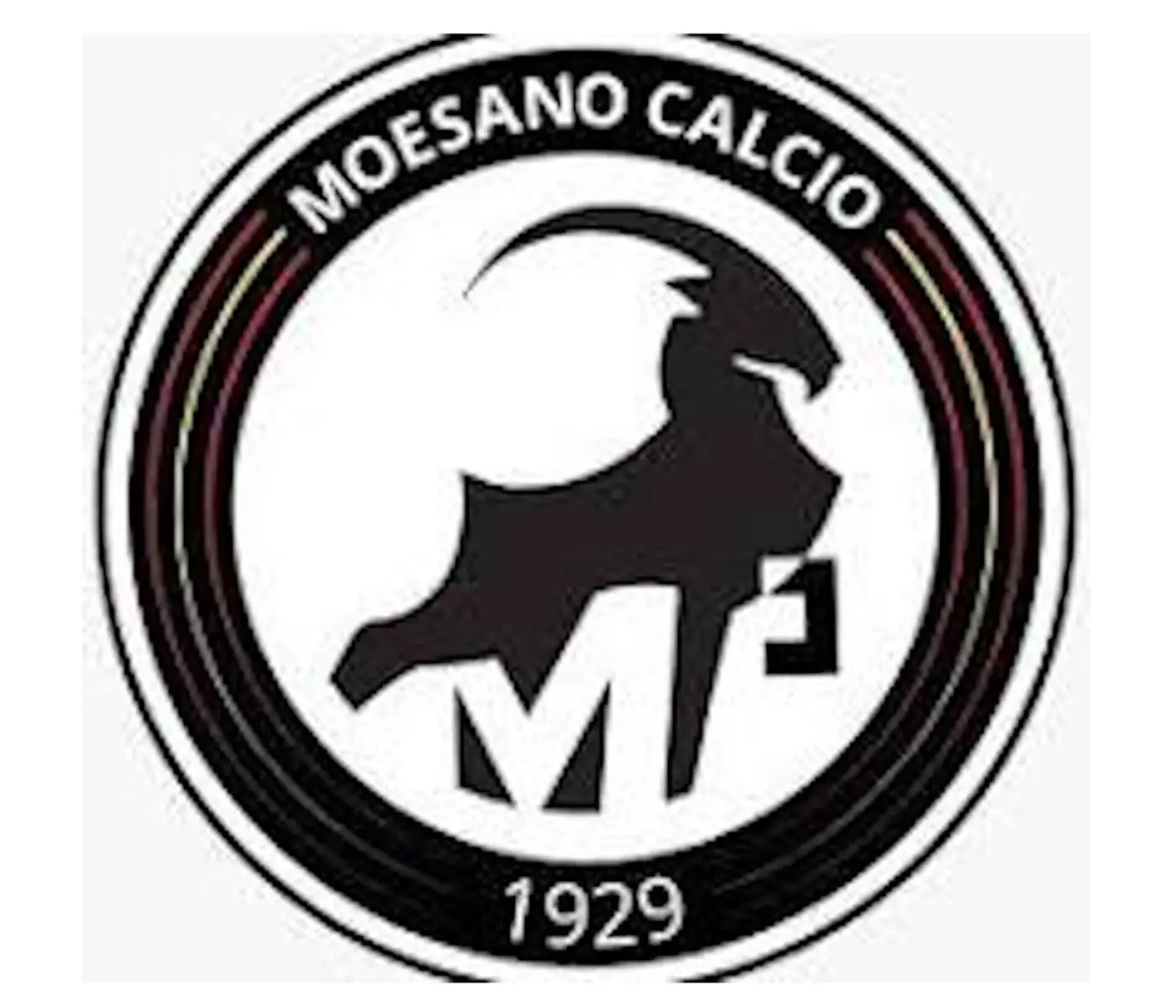 Logo del Moesano Calcio, con una capra stilizzata e la scritta "Moesano Calcio 1929" in nero su sfondo bianco.