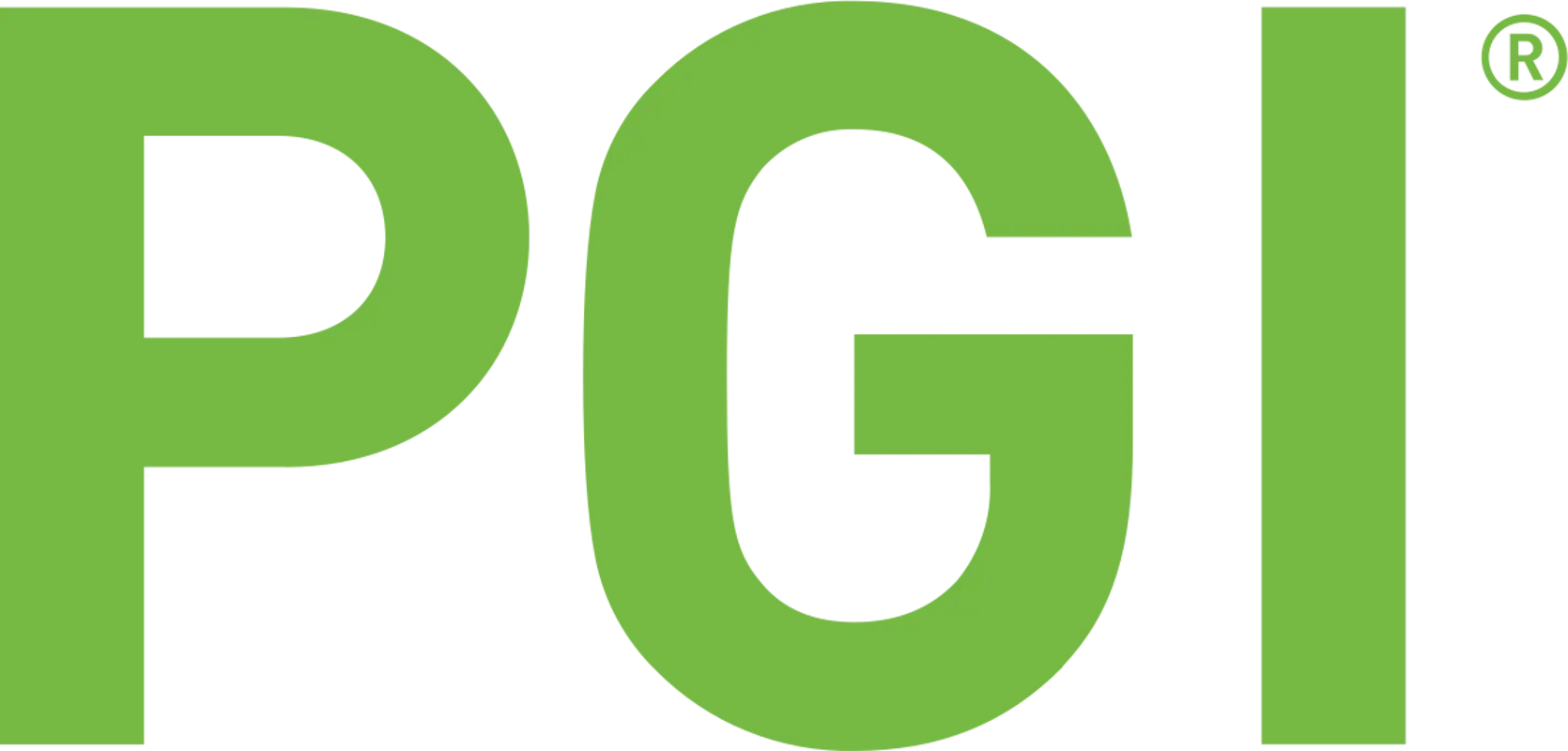 Logo di PGI in caratteri verdi, con una registrazione del marchio.